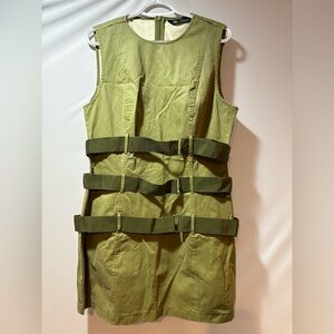 Zara Olive Green Belted Dress